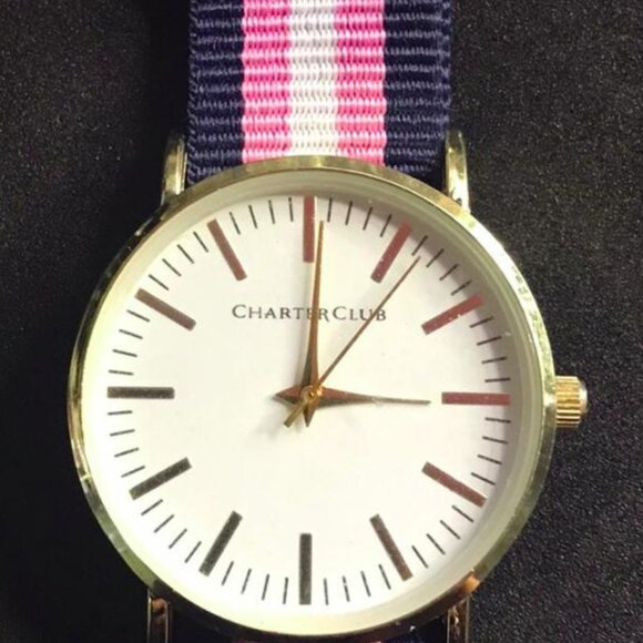 Charter Club Watch – Model 17760, Striped Fabric Strap - Picture 1 of 3
